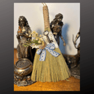 Vintage Lace & Vintage Key Besom Broom Altar Decoration Handfasting Gift Wiccan 