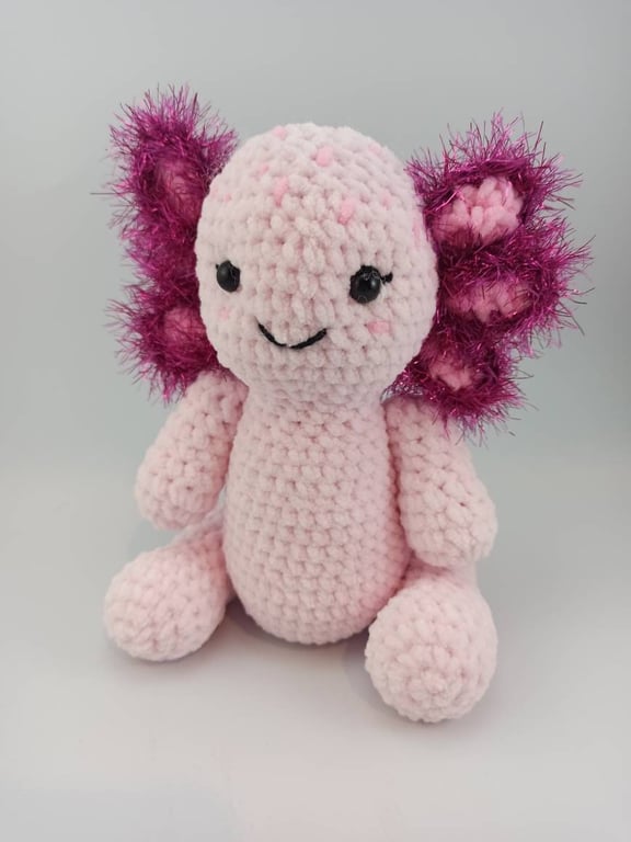 Cuddly axolotl, soft toy, crochet stuffed animal, plushies,