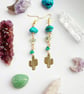 Cactus Earrings, Crystal gold earrings, urquoise, Prehnite, Amazonite Earrings, - Image 7