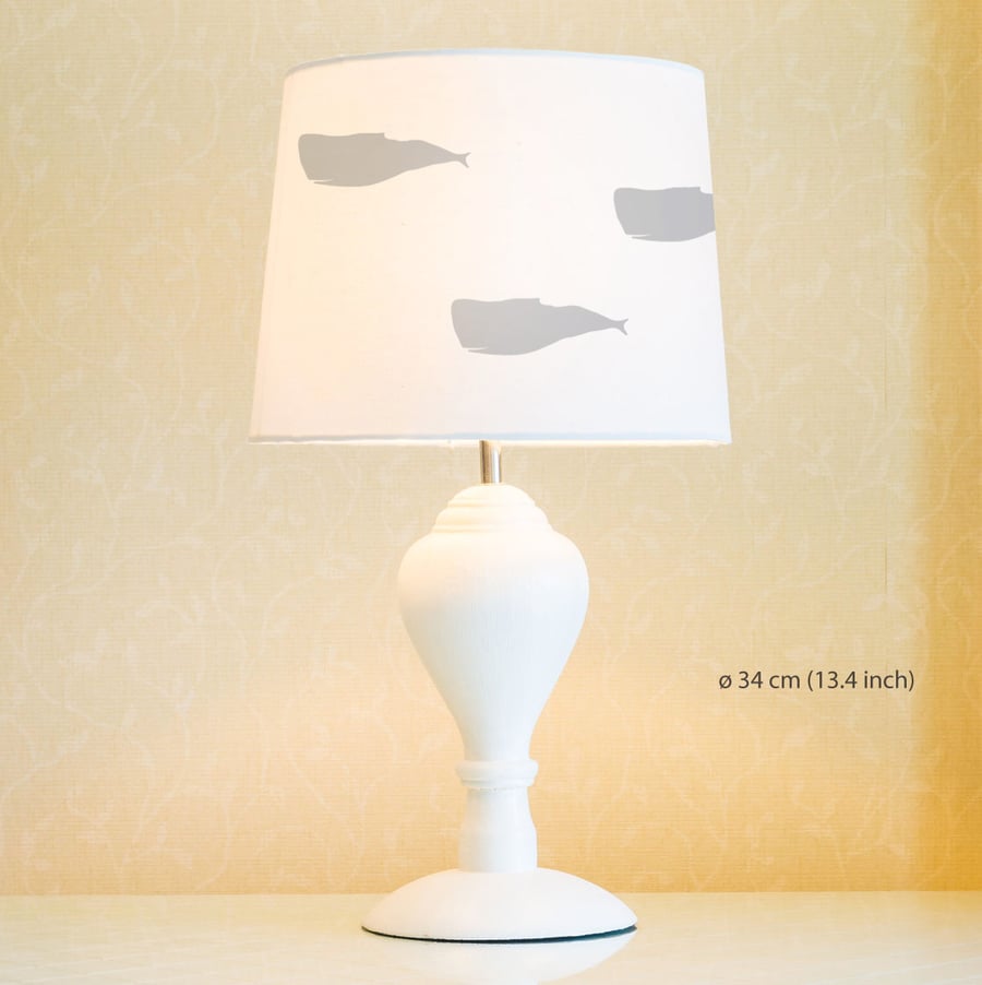 Whale Lampshade. Diameter 34cm (13.4in). Hand-painted