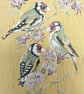 Goldfinches in the thistles - linoprint