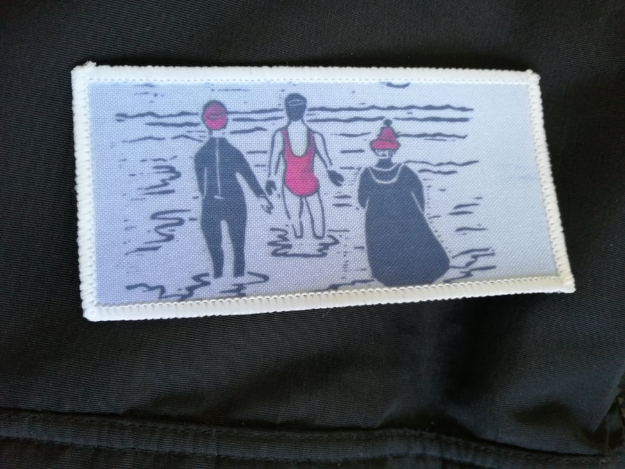 Wild swimming cloth badge three friends