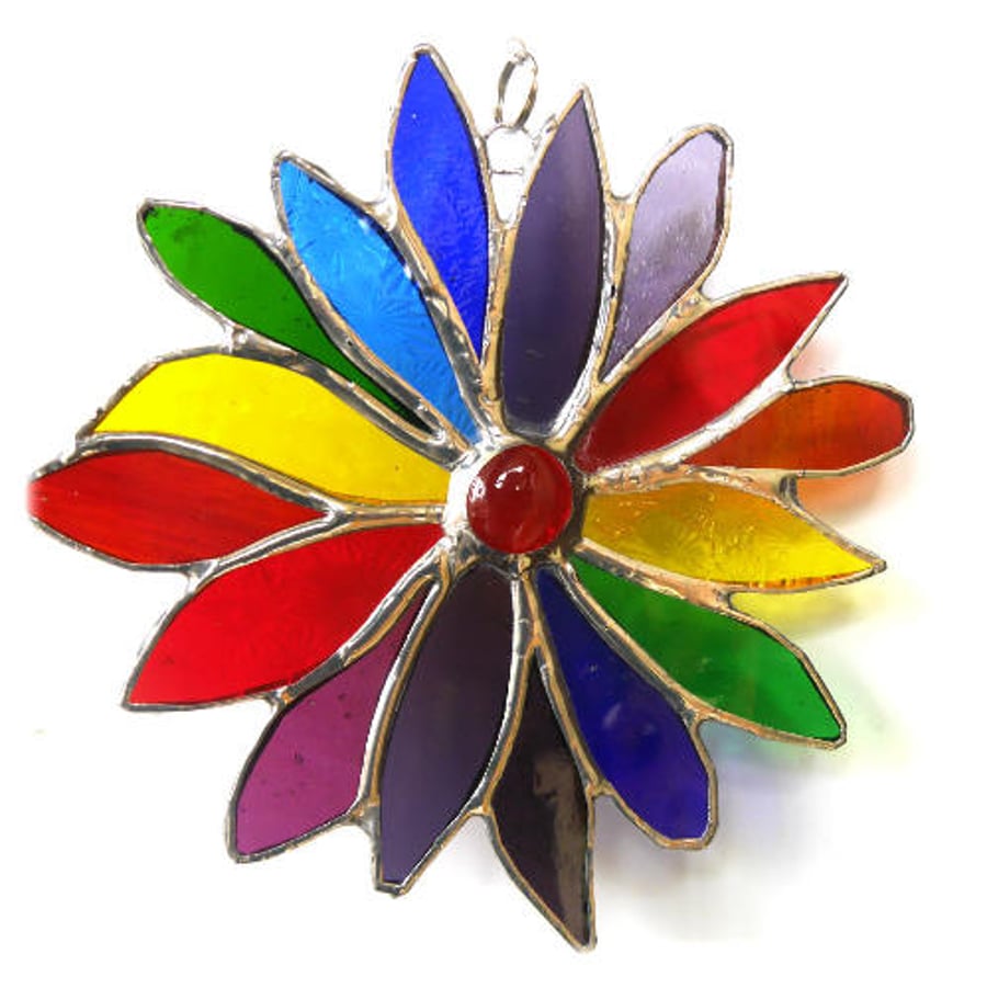 Rainbow Flower Stained Glass Suncatcher 064