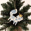 Ceramic Christmas Fox decoration BLUE
