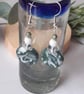 Dangly polymer clay earrings  in fresh forest green and white