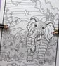 Elephant Jungle A4 Colouring Page Printable JPG by S Godwin Studio - Image 1
