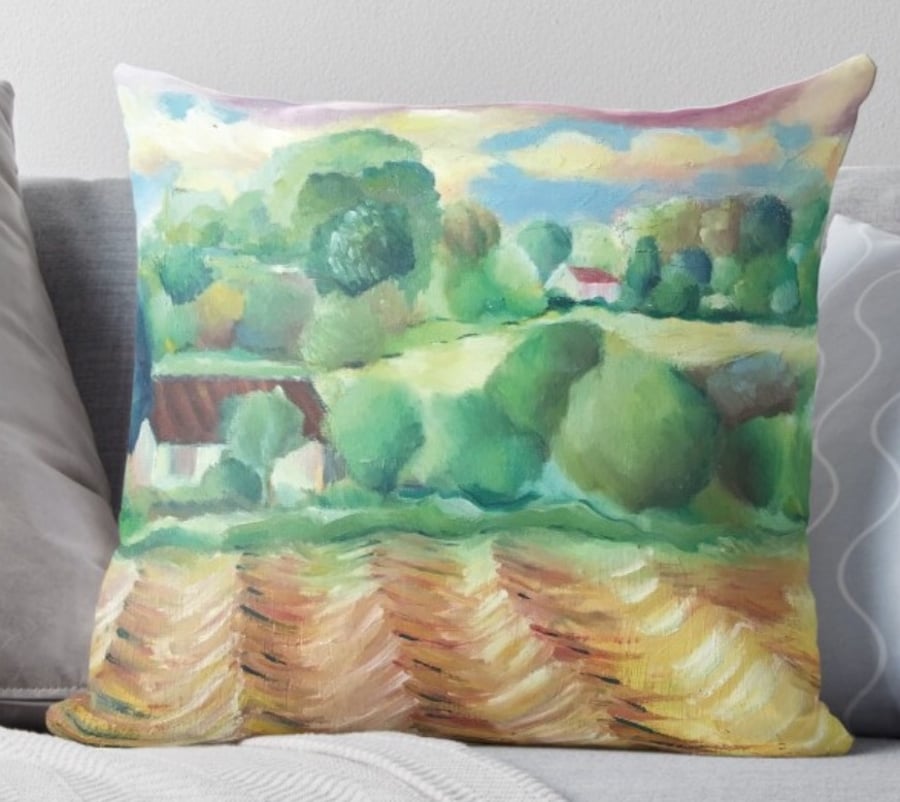 Throw Cushion Featuring The Painting ‘Where We Used To Play’