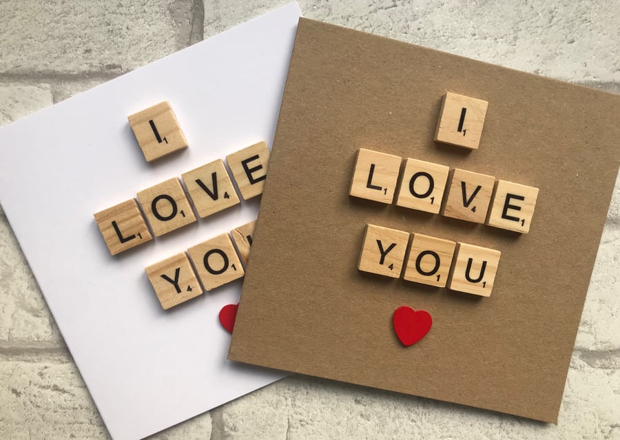 Personalised Handmade Valentines Day or Anniversary card - I  Love You
