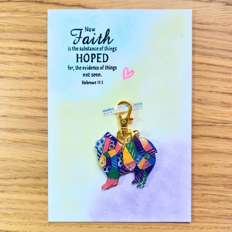 Dog keyring keychain geometric pattern Blessing card Bible verses card