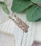 Copper Earrings, Patterned Bar Droppers with Niobium Ear Wires - Image 4