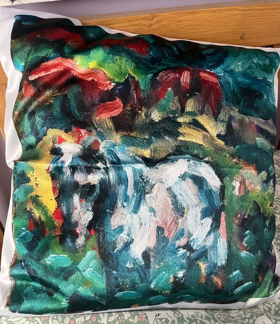 Satin cushion for living room or bedroom Welsh ponies 