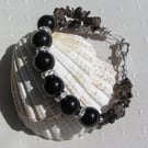 Golden Obsidian & Smoky Quartz Gemstone Beaded Chakra Bracelet "Odette"