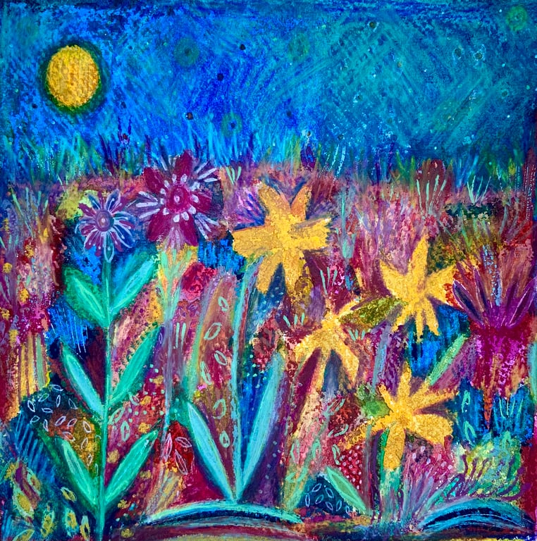 Spring Garden Daffodils, original painting