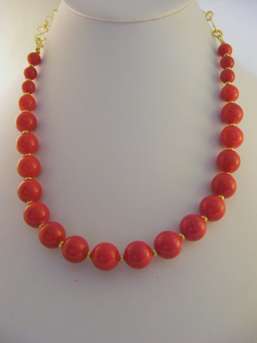 Red Graduated Necklace.