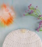 White Crochet Newborn Baby Hat with Rainbow Faux Fur Pom, 0-3 Months - Image 8