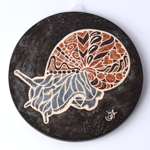 A62 Wall plaque coaster snail gal (Free UK postage)