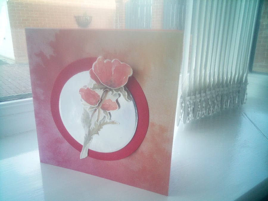 Poppy decoupage birthday card