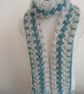Hand crocheted green and grey cashmere tassel scarf