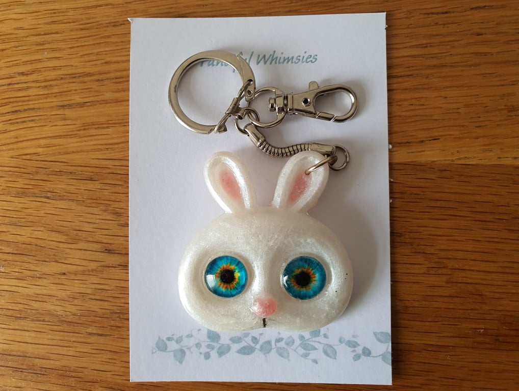 Cute White Rabbit Keyring Handbag Charm