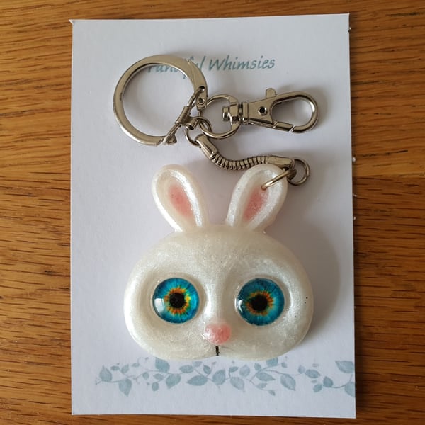 Cute White Rabbit Keyring Handbag Charm