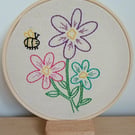 Beginners flower themed embroidery stitching hoop, sewing craft kit children