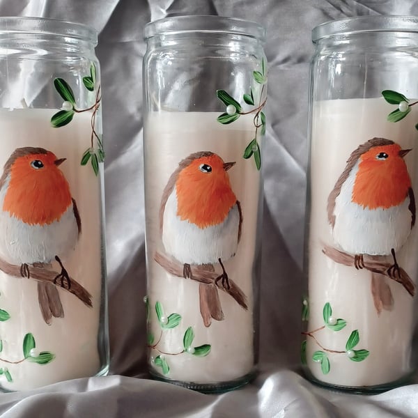 Hand Painted Robin Candles Memorial Gifts