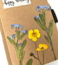 Handmade Card, Real Pressed Flower Buttercup, forget-me-not, Birthday Card - Image 3