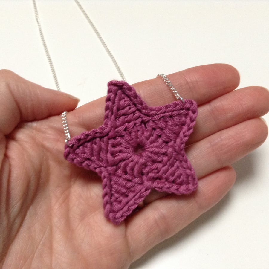 Bright Star Crochet Necklace- Plum Sorbet