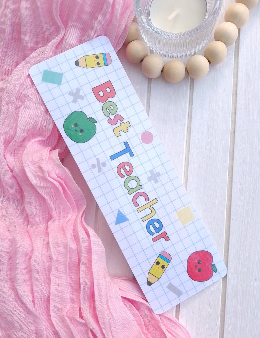 Best Teacher Bookmark, Laminated Book Accessories, Teacher Gift