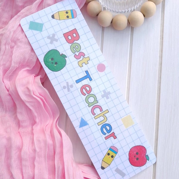 Best Teacher Bookmark, Laminated Book Accessories, Teacher Gift