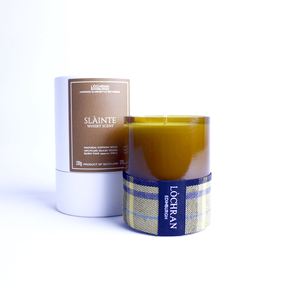 SLAINTE Whisky Scented, Glass Bottle Soy Candle