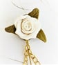 Polymer Clay Handcrafted Ivory Rose Stick Pin  3 - Image 2