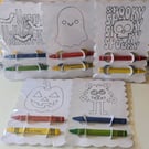 Halloween colouring cards pack of 5