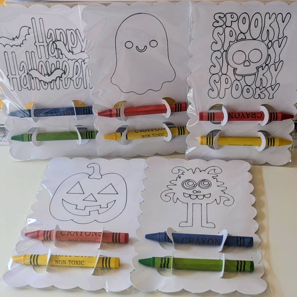Halloween colouring cards pack of 5