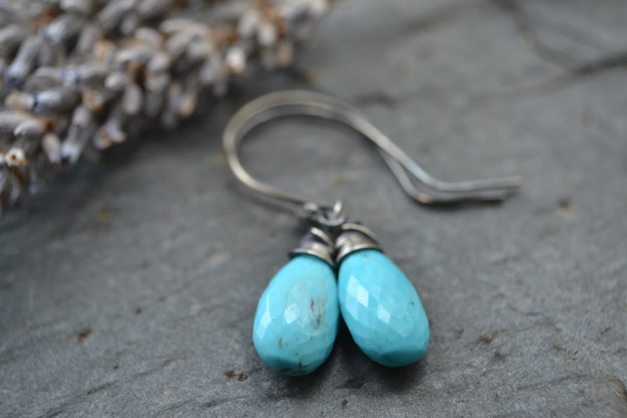 Turquoise, sterling silver earrings