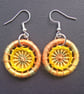 Dorset Button Earrings, Gold, Yellow, Green, Silk - Image 4