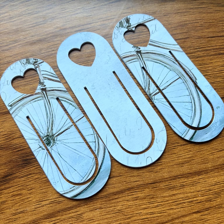 Handmade Vintage Bicycle Paper Clip Bookmarks x3