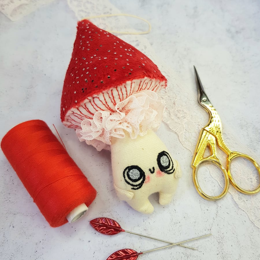  Red Metallic Plush Toadstool