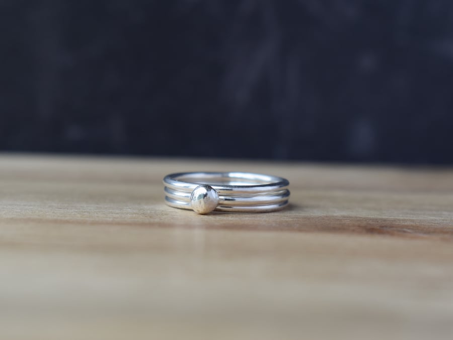 Sterling Silver Stacking Rings DEWDROP - Handmade Silver Ring Set