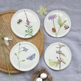 Wildflower bone china coasters