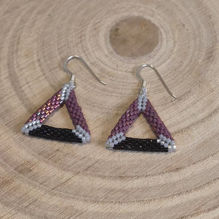 Sterling silver beaded earrings, Geometric jewellery, Gift for women (EAR-0010)