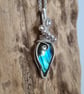 Natural Blue Labradorite & 925 Silver Necklace Pendant Gift Crystal Jewellery - Image 1