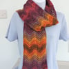 Knitted Scarf - Autumn Colours - Wavy Pattern