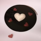 Heart Coaster – Handmade Black Glitter Romantic Gift
