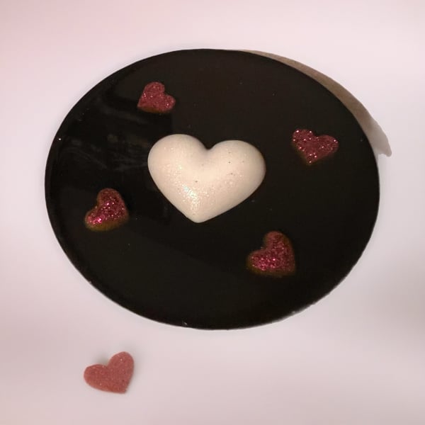 Heart Coaster – Handmade Black Glitter Romantic Gift