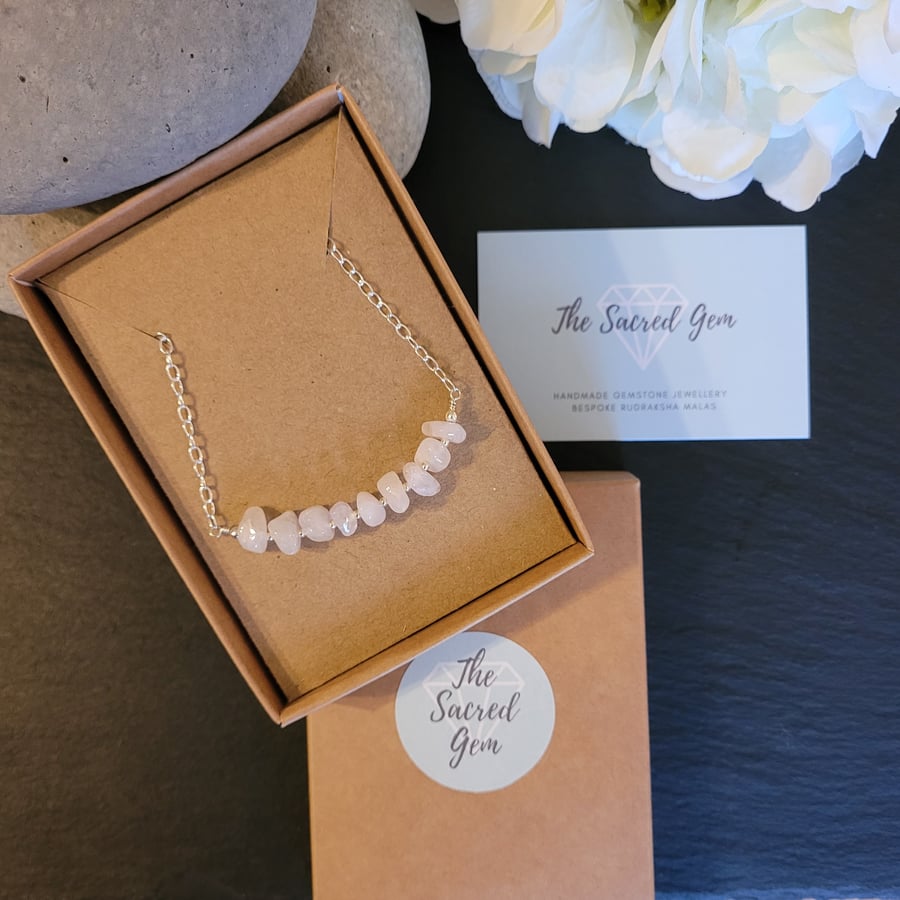 Rose Quartz and Sterling Silver Chain Necklace