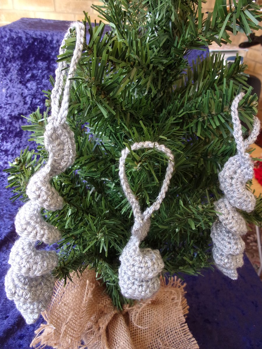 Set of Three Crocheted Spiral Decorations