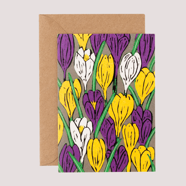 Crocus Card, Flower Card, Spring Card, Art Card
