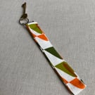 Perfectly Imperfect - Linen fabric Key ring - Key loop Green, orange