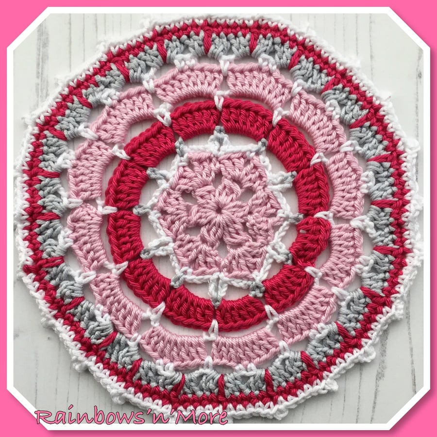 Crochet Mandala Style Table Mat Doily 